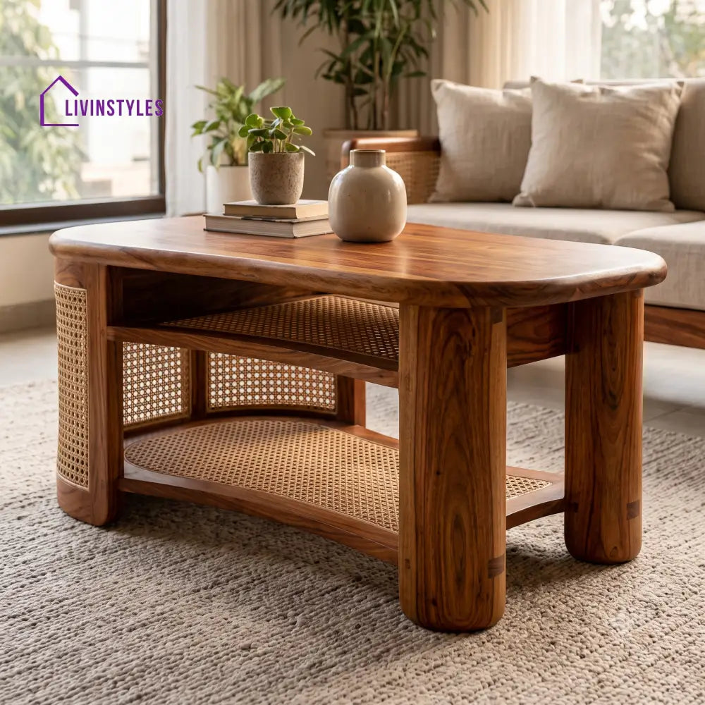 Angélique Wooden Coffee Table for Living Room | Tea Table | Teapoy | Center table