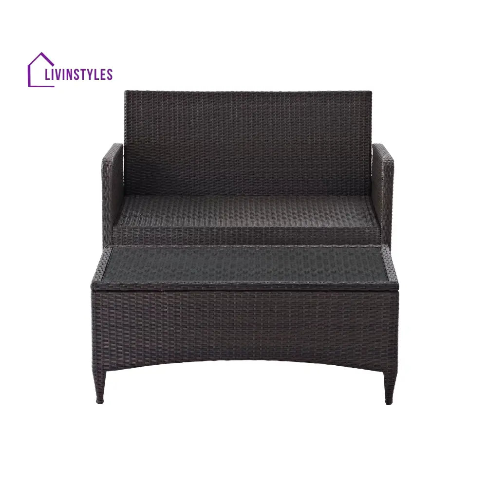 Angelo Outdoor 2 seater Sofa and 1 Center Table (Brown + Beige) - Sofa Sets
