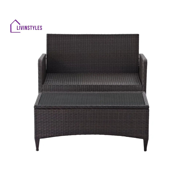 Angelo Outdoor 2 seater Sofa and 1 Center Table (Brown + Beige) - Sofa Sets