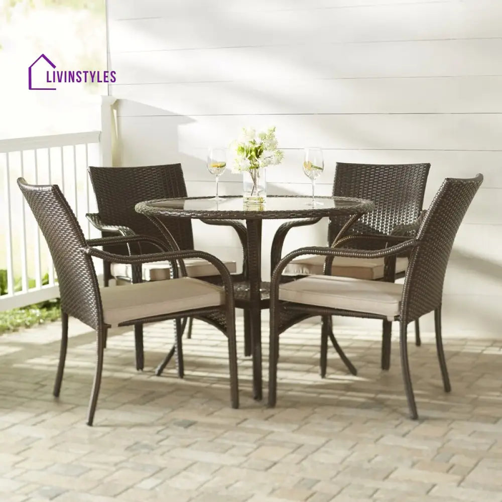 Angelo Outdoor Patio Dining Set 4 Chairs and 1 Table (Brown) - Dining sets
