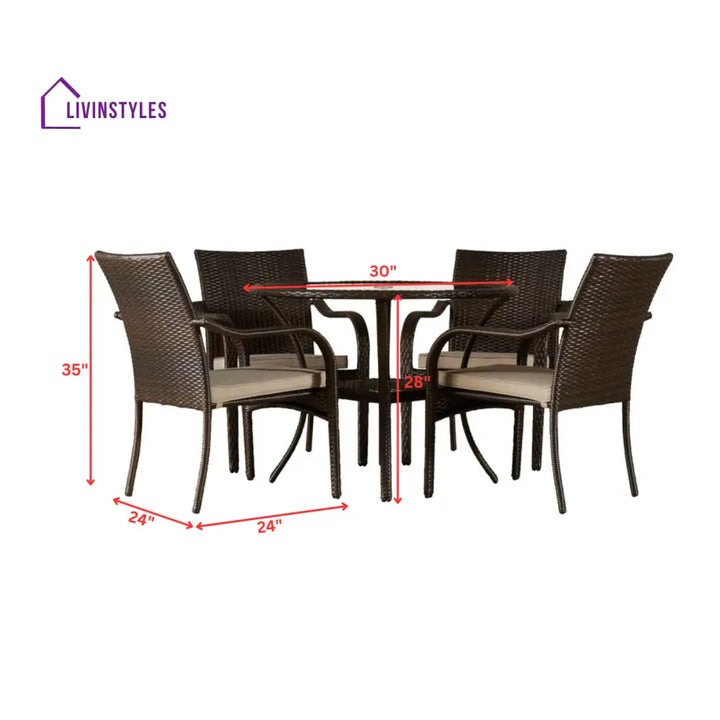 Angelo Outdoor Patio Dining Set 4 Chairs and 1 Table (Brown) - Dining sets