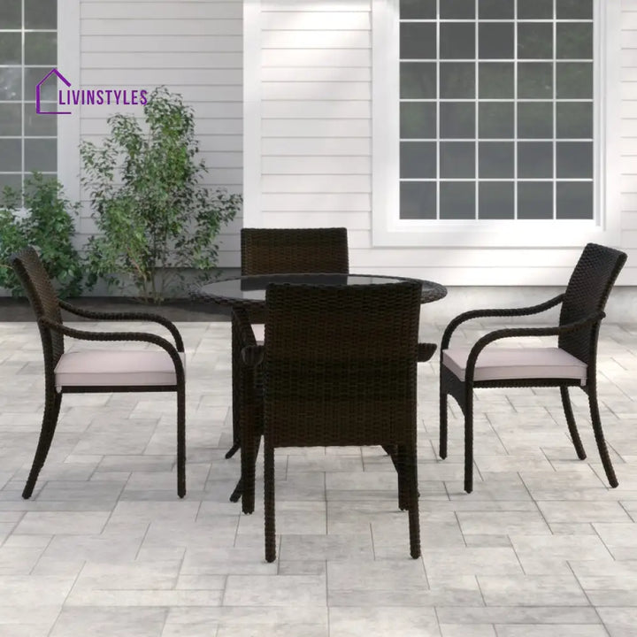 Angelo Outdoor Patio Dining Set 4 Chairs and 1 Table (Brown) - Dining sets