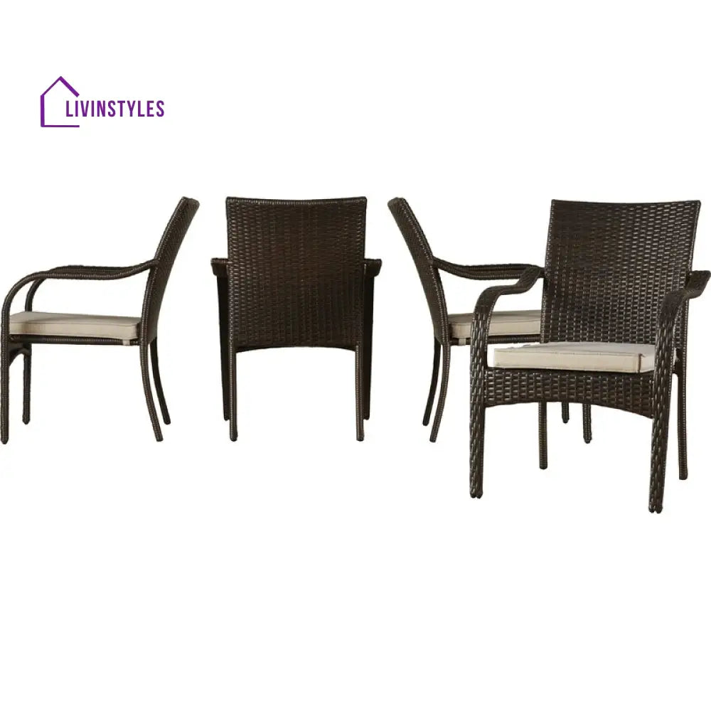 Angelo Outdoor Patio Dining Set 4 Chairs and 1 Table (Brown) - Dining sets