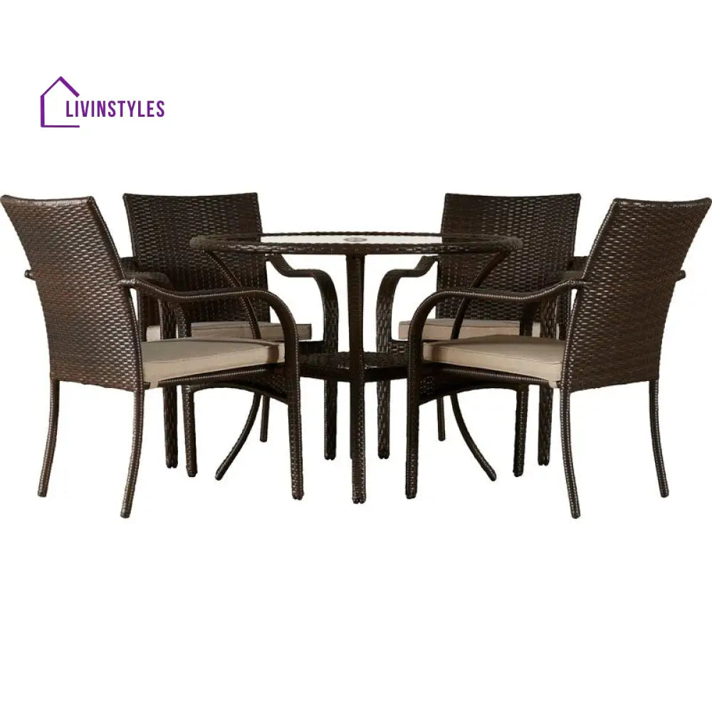 Angelo Outdoor Patio Dining Set 4 Chairs and 1 Table (Brown) - Dining sets