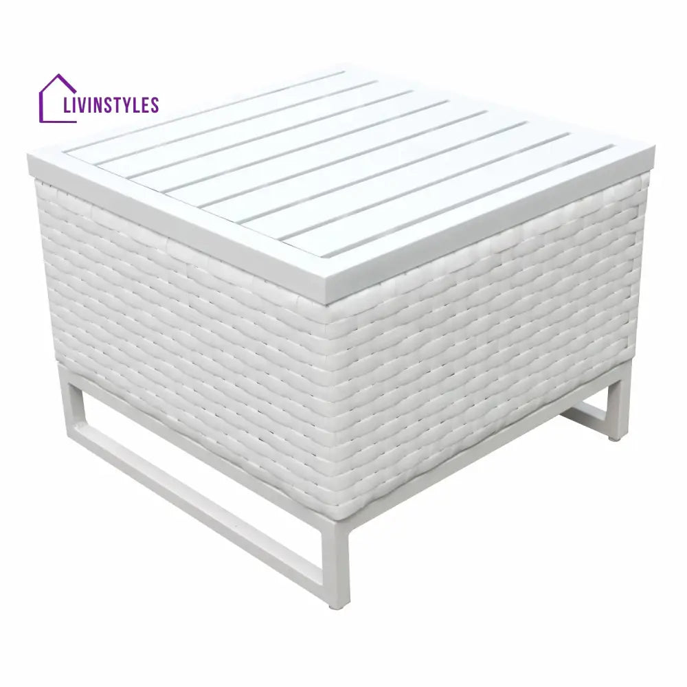 Angerona Outdoor Sofa Set 7 Seater 2 Single seater and 1 Center Table 1 Side Table With 2 Ottoman Set (White) Sofa Sets