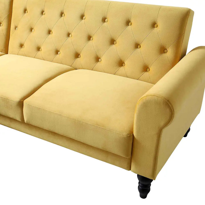 Hanney Chesterfield Chaise Sofabed in Mustard Yellow Velvet Sofa Beds