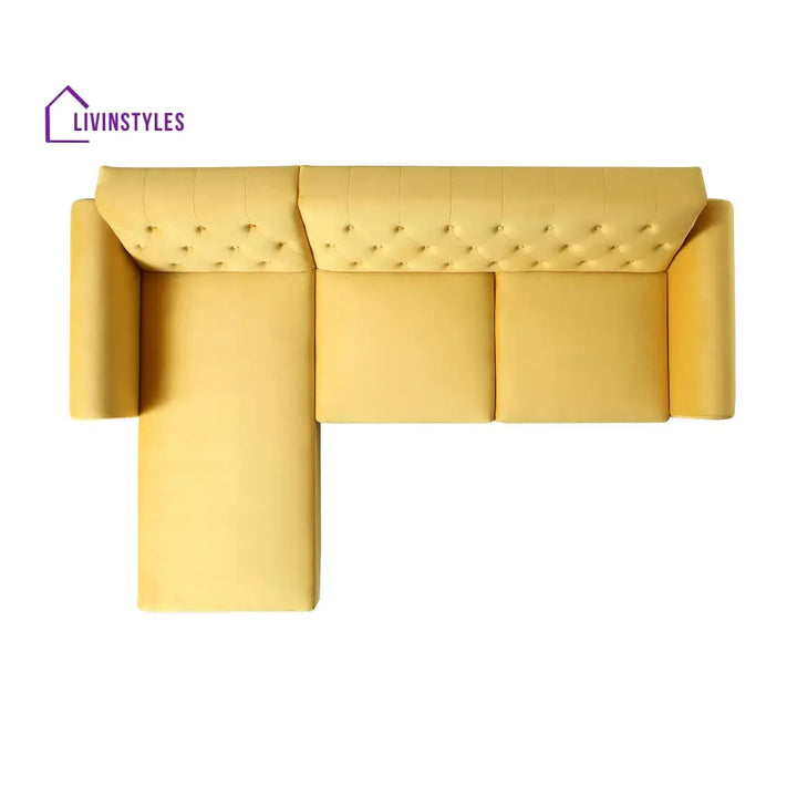 Hanney Chesterfield Chaise Sofabed in Mustard Yellow Velvet Sofa Beds