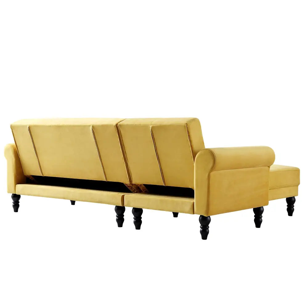 Hanney Chesterfield Chaise Sofabed in Mustard Yellow Velvet Sofa Beds