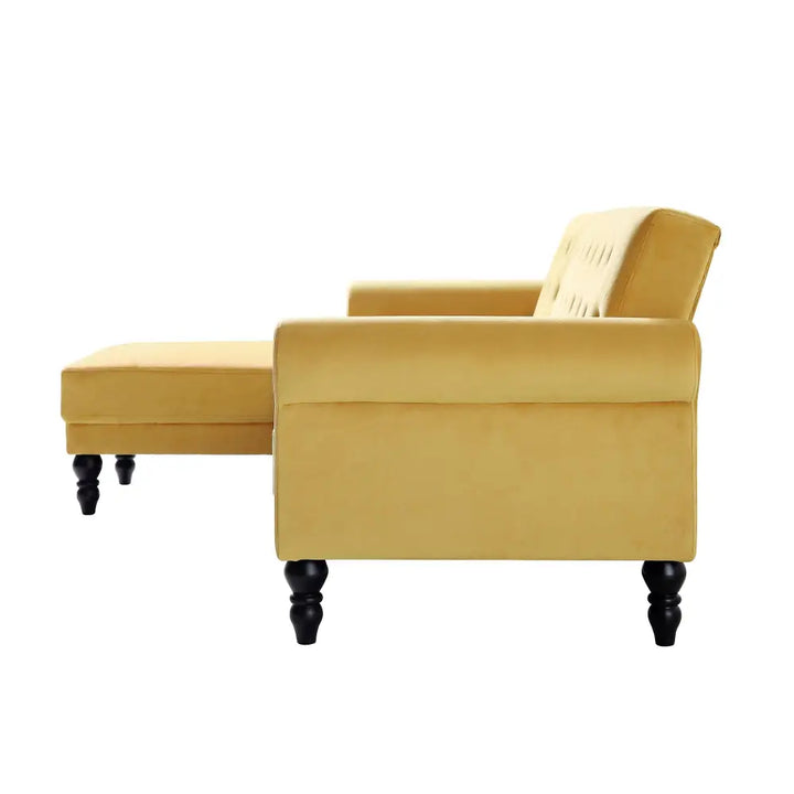 Hanney Chesterfield Chaise Sofabed in Mustard Yellow Velvet Sofa Beds