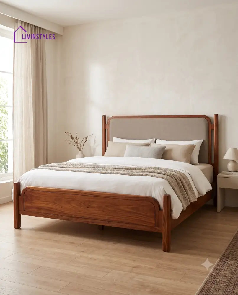 Anika Wooden Bed | Solid Wood Double Bed | Wooden King size bed & Wooden Queen size bed
