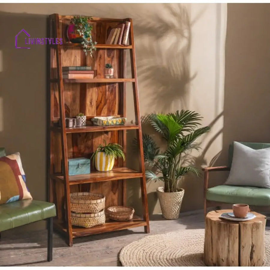 Aniket Ladder Bookshelf Large (Standard Honey Finish)