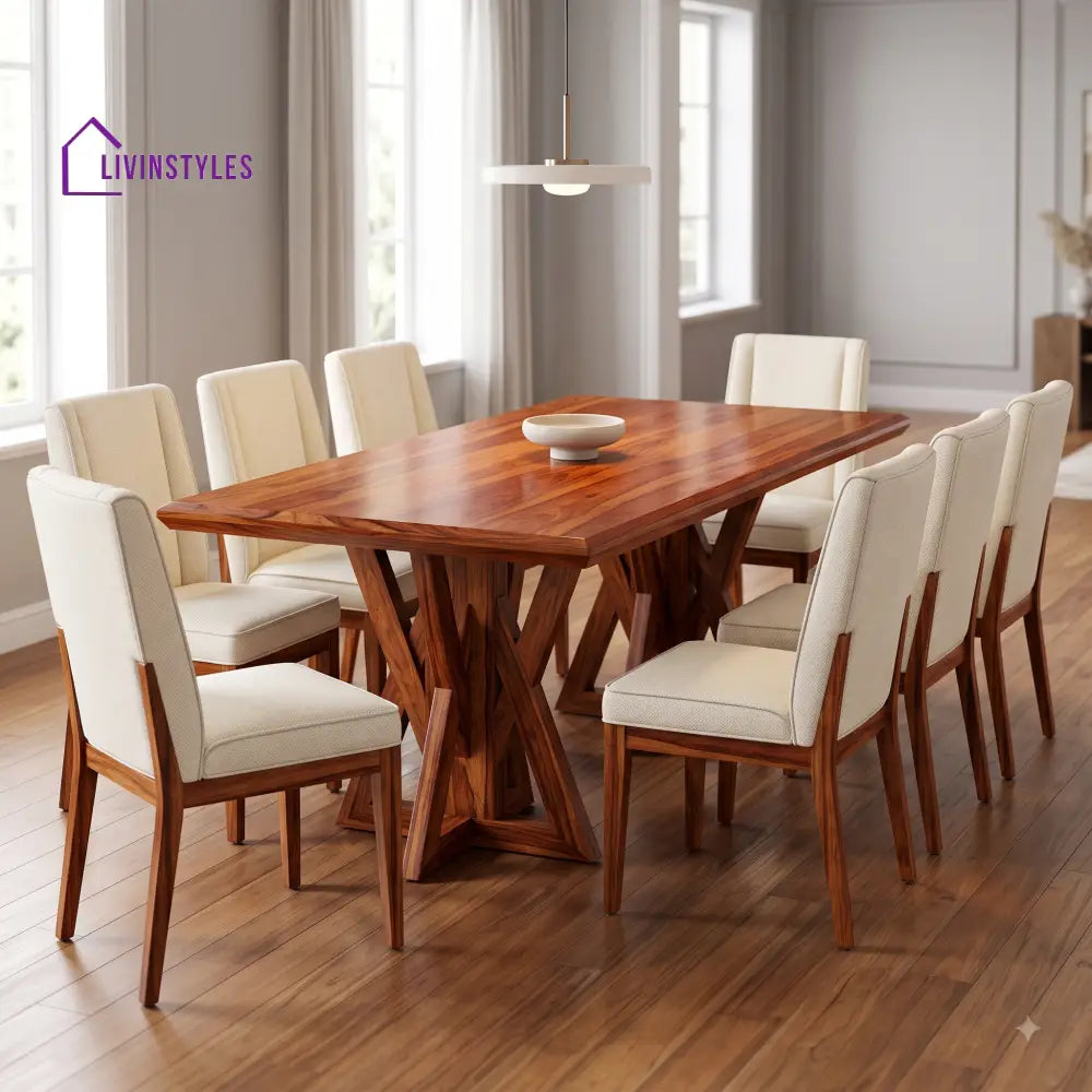 Anirudh Premium Solid Wood 8 Seater Dining Table Set