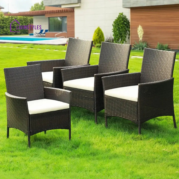 Anisa 4-Piece Outdoor Rattan Wicker Patio Dining Chairs - Dinning Chairs