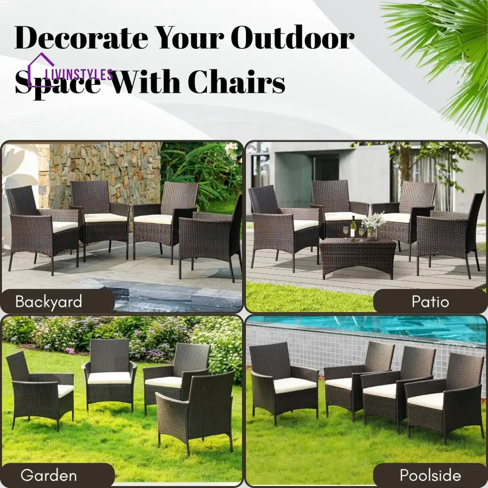 Anisa 4-Piece Outdoor Rattan Wicker Patio Dining Chairs - Dinning Chairs