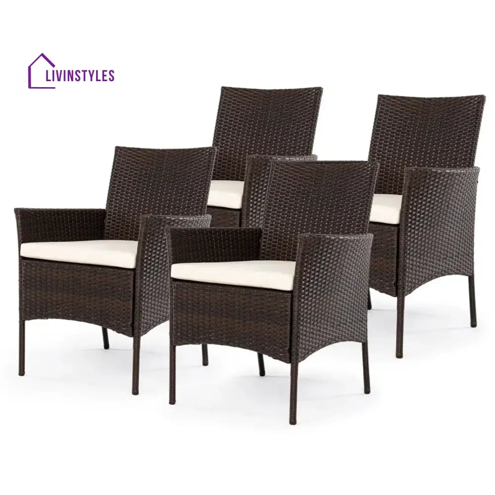 Anisa 4-Piece Outdoor Rattan Wicker Patio Dining Chairs - Dinning Chairs