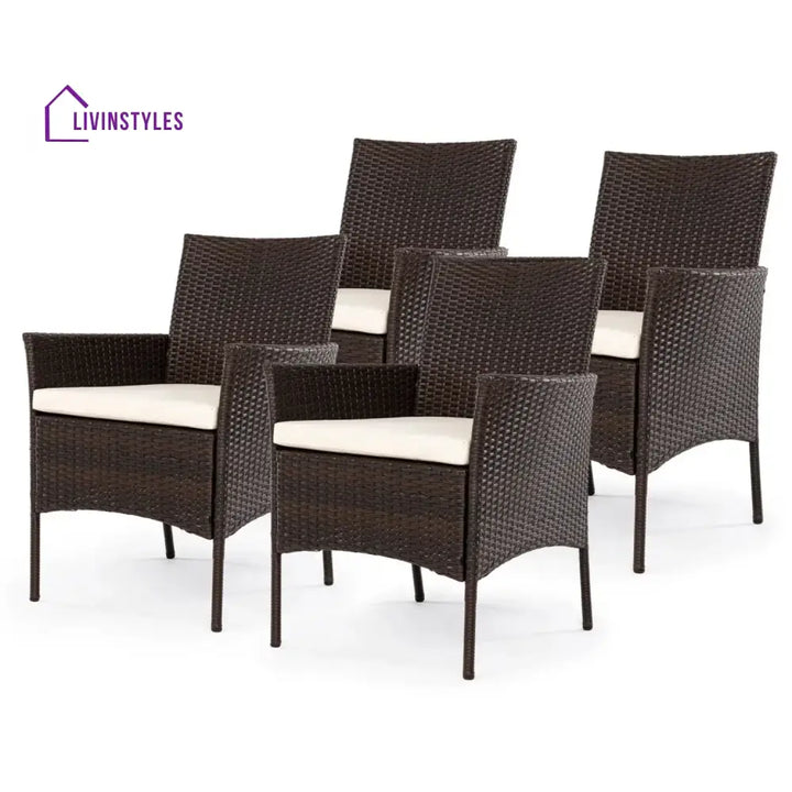 Anisa 4-Piece Outdoor Rattan Wicker Patio Dining Chairs - Dinning Chairs