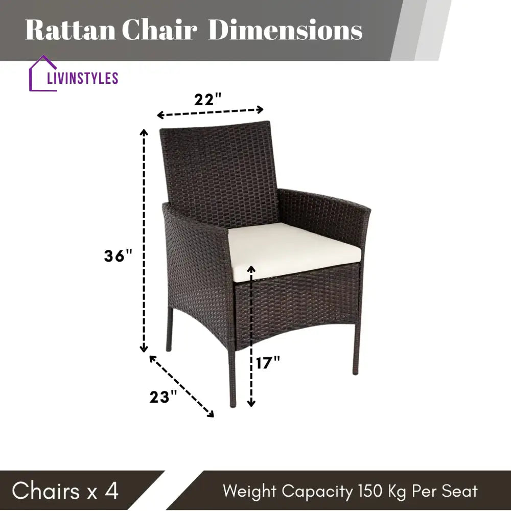 Anisa 4-Piece Outdoor Rattan Wicker Patio Dining Chairs - Dinning Chairs