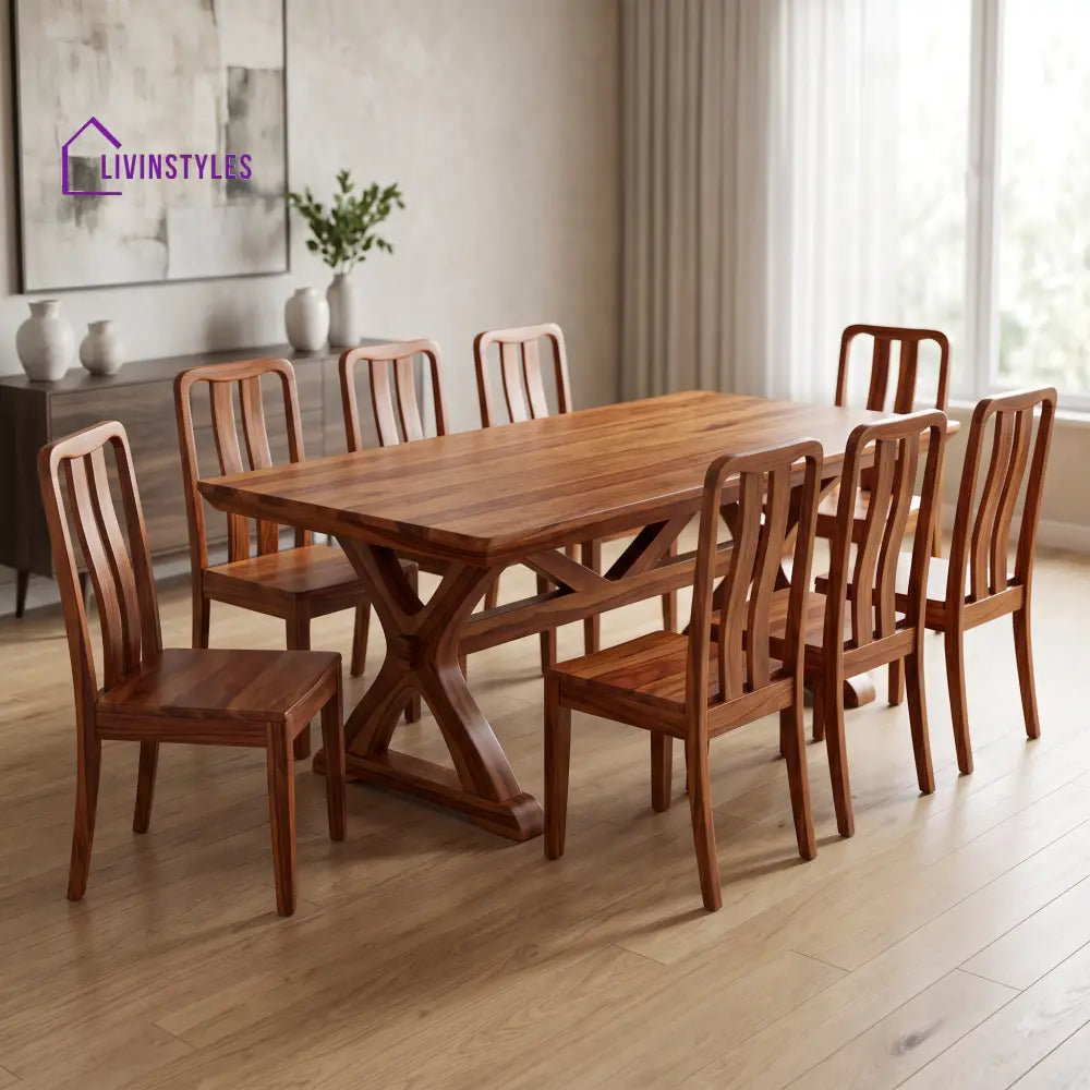 Anisha Premium Solid Wood 8 Seater Dining Table Set