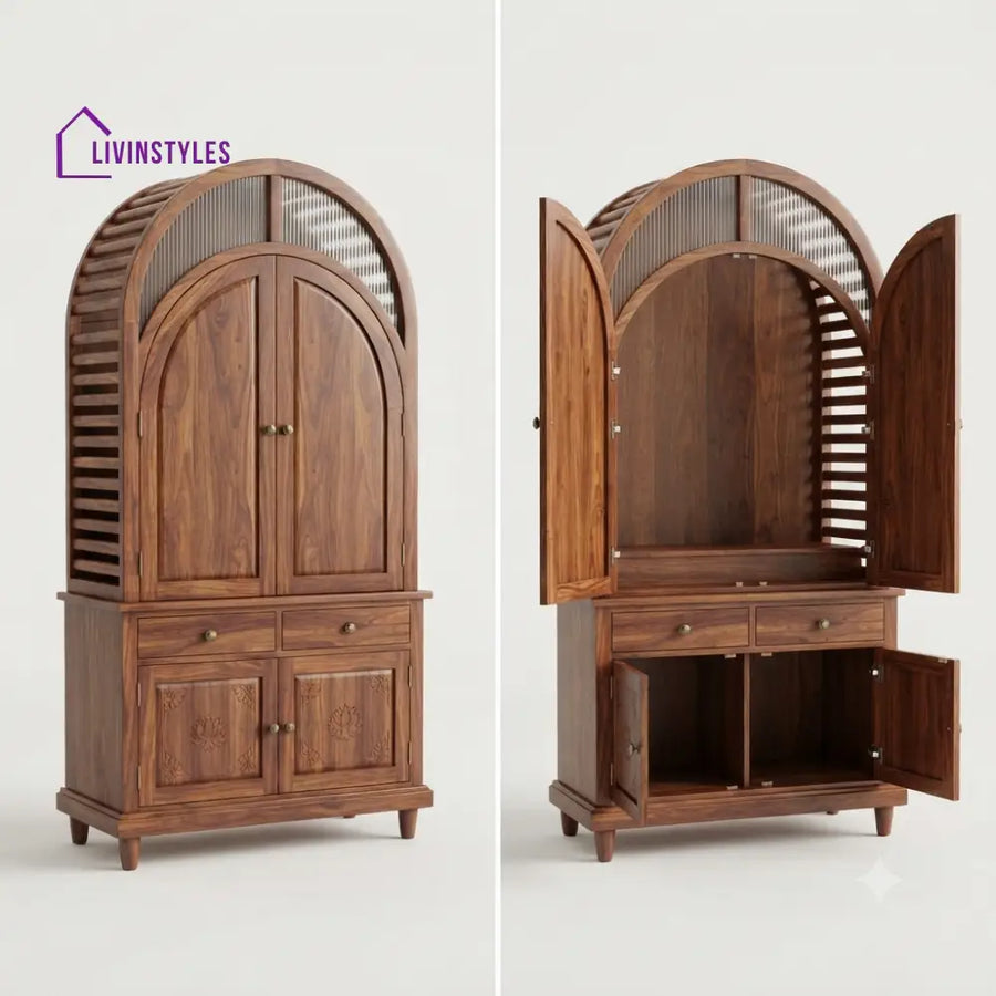 Anisha Premium Solid Wood Home Temple | Pooja Mandir for Home