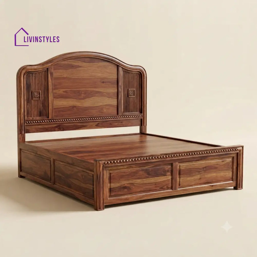 Anitha Rani Sheesham Wood Bed With Box Storage | Wooden Bed
