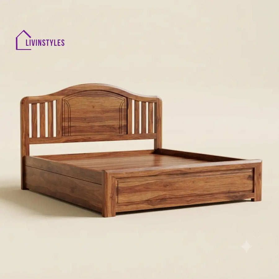 Anitha Sheesham Wood Bed With Box Storage | Wooden Bed
