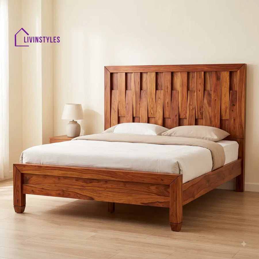 Anitha Sheesham Wood King Size Bed | Wooden Bed without Storage
