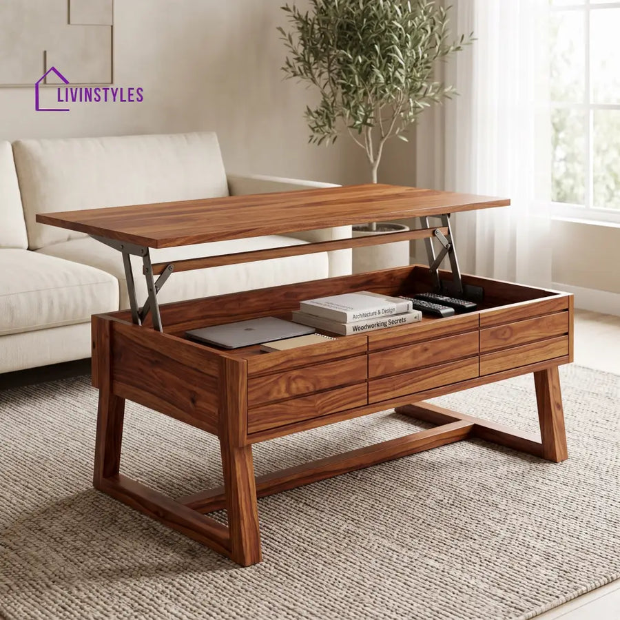 Anitha Sheesham Wood Lift Top Coffee Table for Living Room
