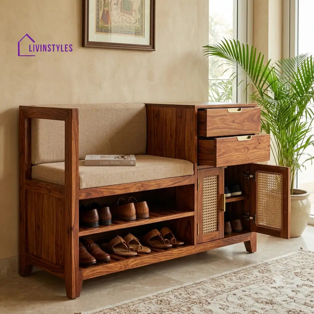 Anitha Sheesham Wood Shoe Rack | Wooden Shoe Cabinet
