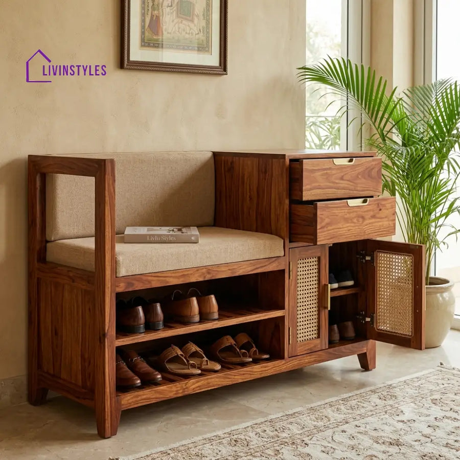 Anitha Sheesham Wood Shoe Rack | Wooden Shoe Cabinet