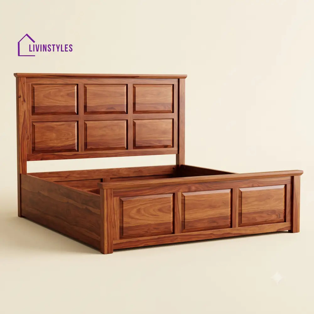 Anitha Sri Sheesham Wood Bed With Box Storage | Wooden Bed