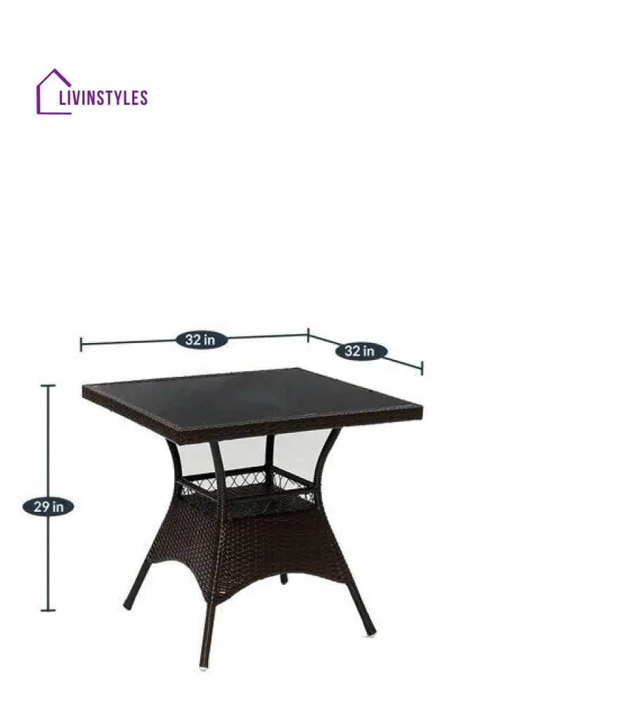 Anj Outdoor Patio Seating Set 4 Chairs and 1 Table Set (Dark Brown) - Coffee Table Sets