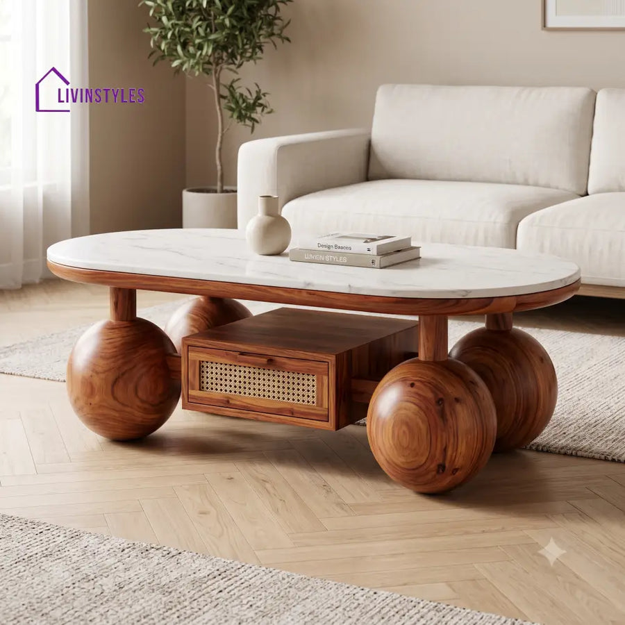 Anjali Premium Solid Wood Coffee Table for Living Room Online