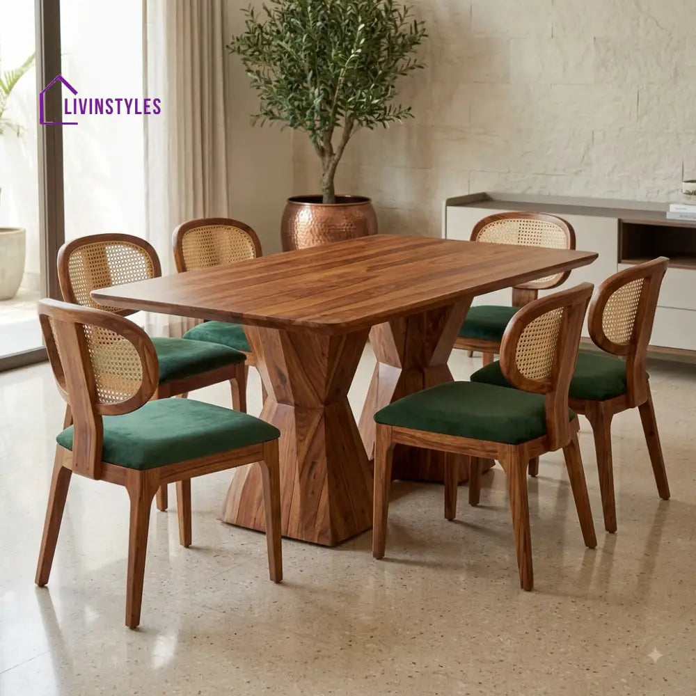 Anjali Premium Wooden 6 Seater Dining Table Set