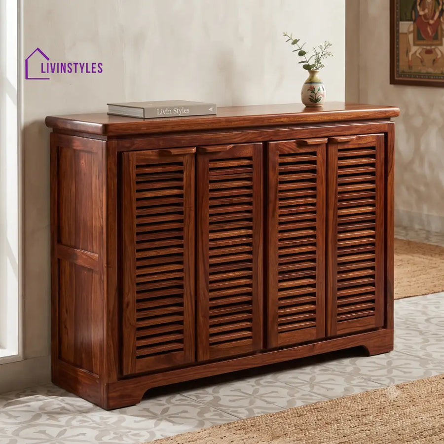 Anjali Sheesham Wood Shoe Rack | Wooden Shoe Cabinet