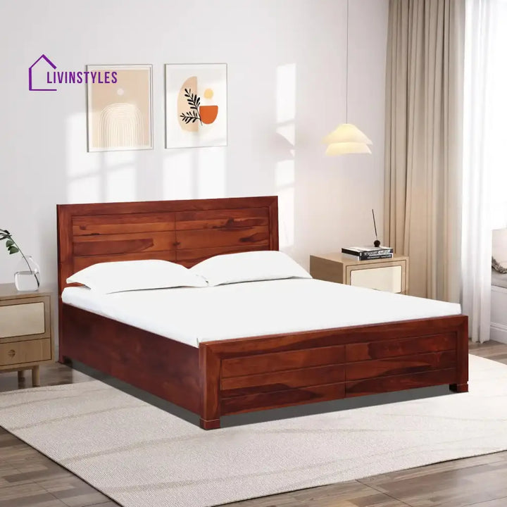 Moscow Indian Rosewood Storage Beds Queen / Honey Bedroom Furniture Sets