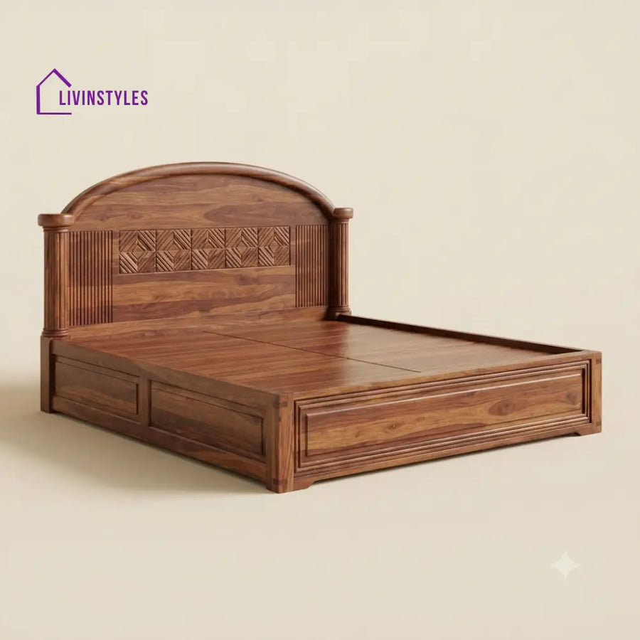 Anjana Sheesham Wood Bed With Box Storage | Wooden Bed
