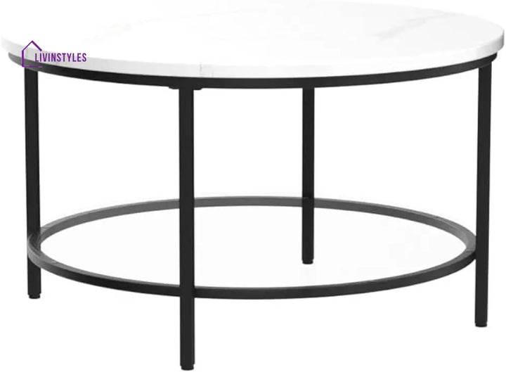 Ankit Metal Black Coffee Table With Marble Top