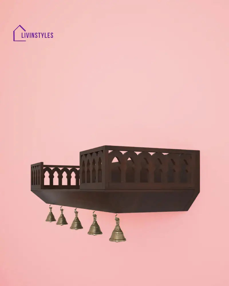 Anna Handcrafted Solid Wood Pooja Mandir for Home | Wall-Mounted Home Temple