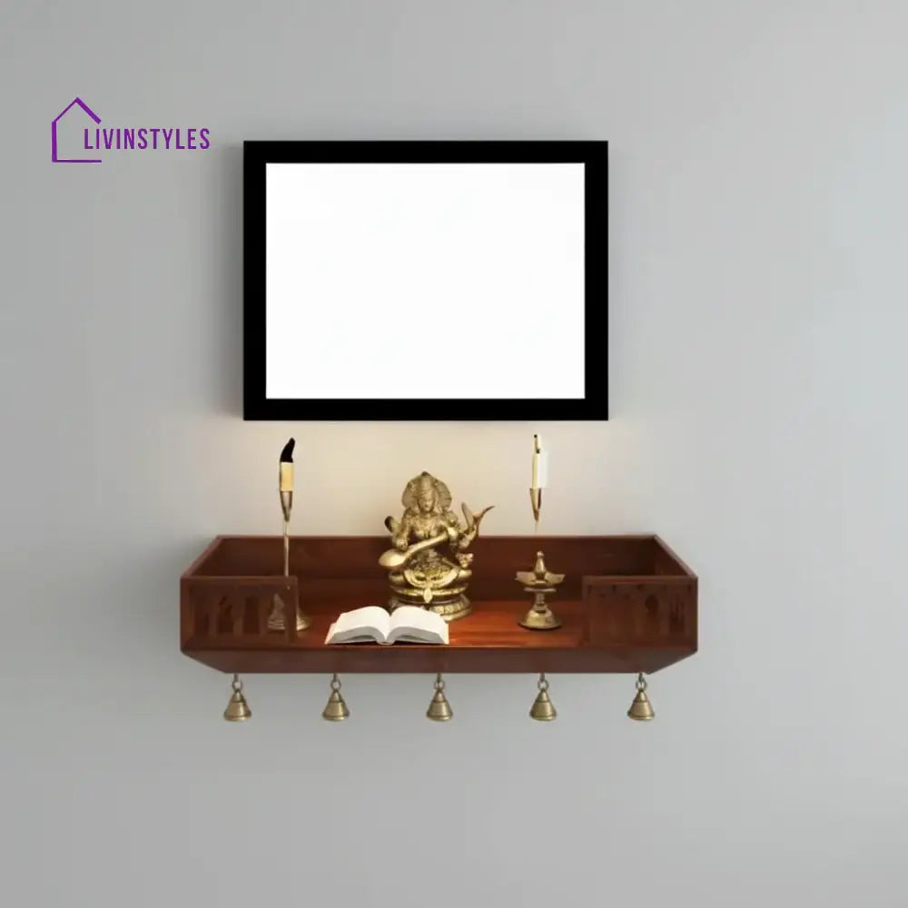 Anna Handcrafted Solid Wood Pooja Mandir for Home | Wall-Mounted Home Temple