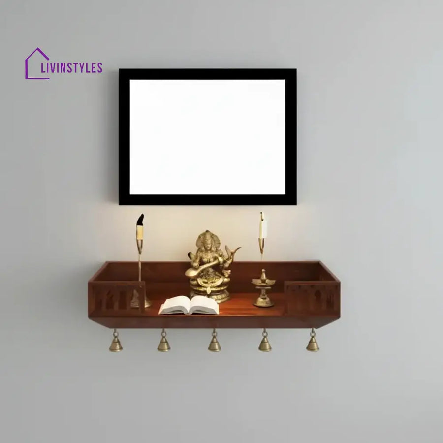 Anna Handcrafted Solid Wood Pooja Mandir for Home | Wall-Mounted Home Temple
