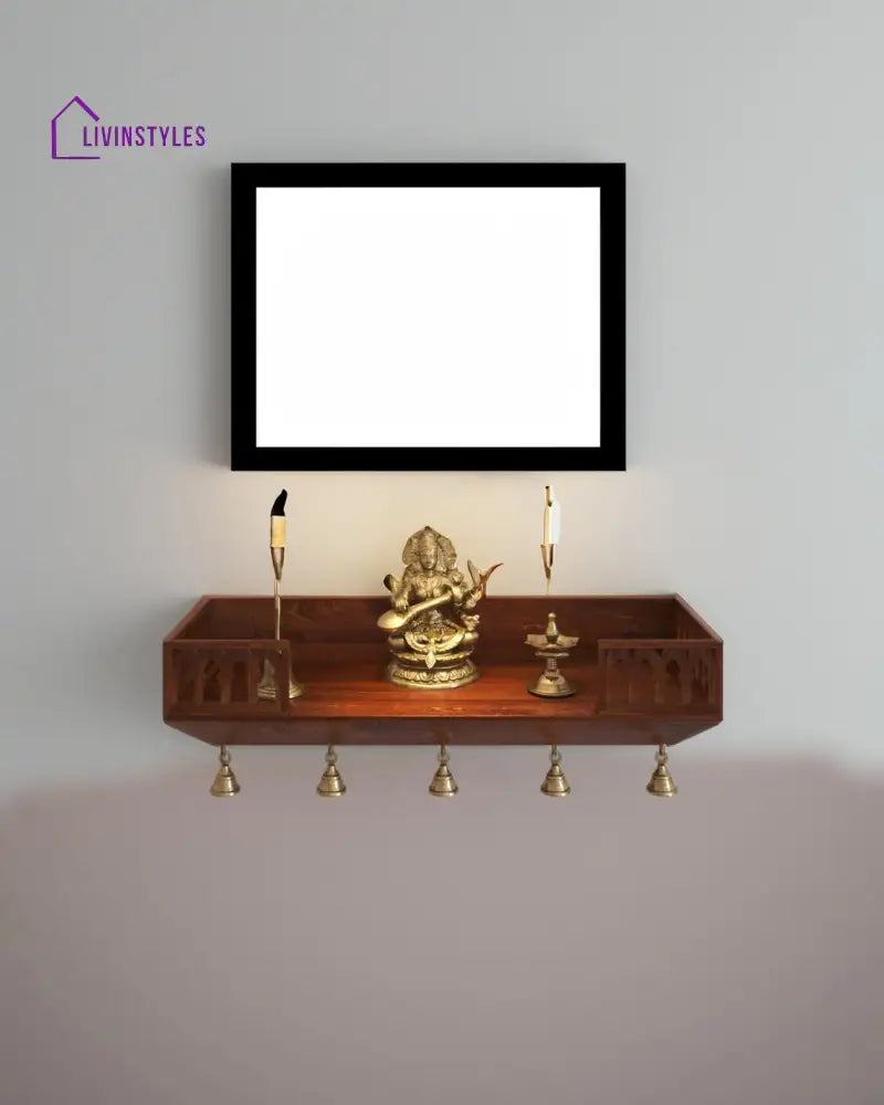 Anna Handcrafted Solid Wood Pooja Mandir for Home | Wall-Mounted Home Temple