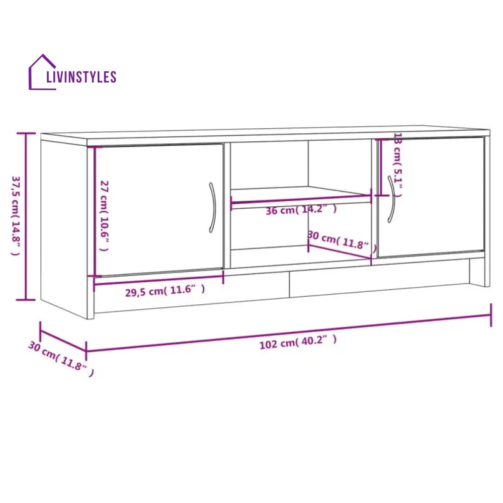 Anna White Finish Tv Unit Stand for Living Room