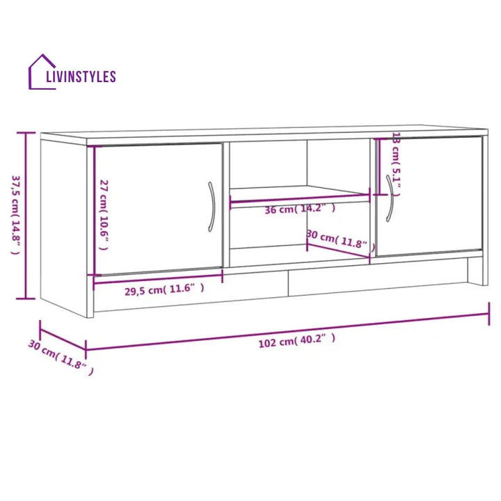 Anna White Finish Tv Unit Stand for Living Room