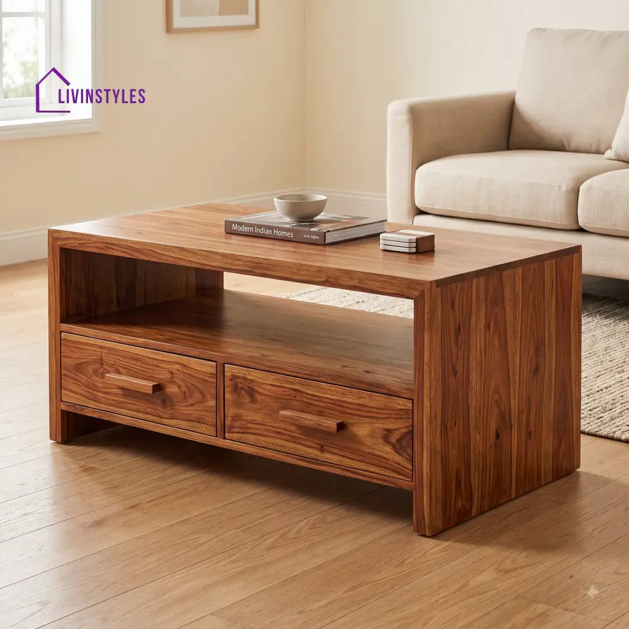 Anne-Laure Wooden Coffee Table for Living Room | Tea Table | Teapoy | Center table