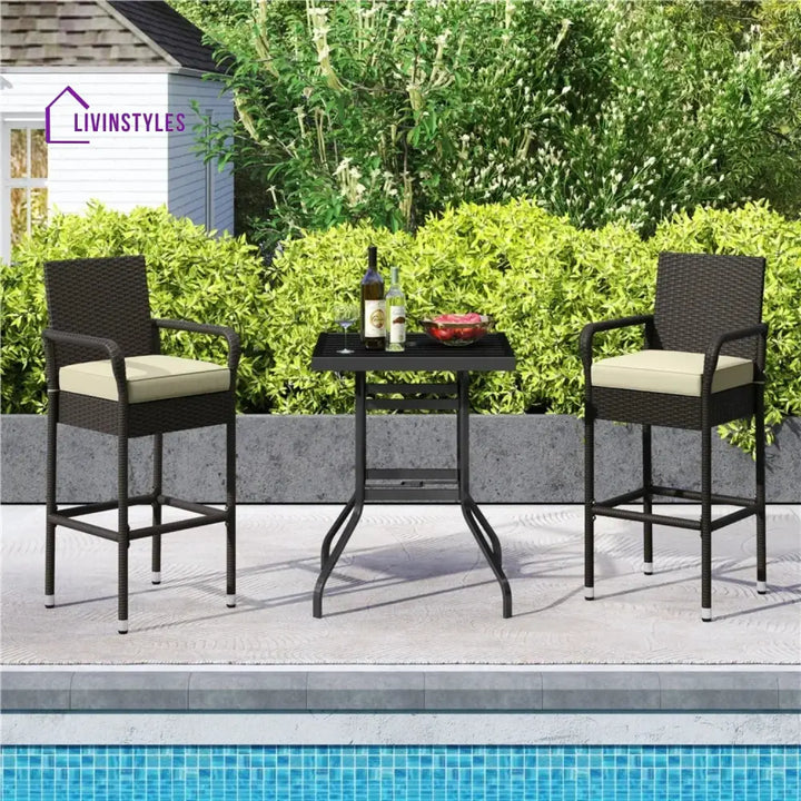 Anneliese Outdoor Rattan Wicker 2-Piece Bar Chairs - Bar Chairs