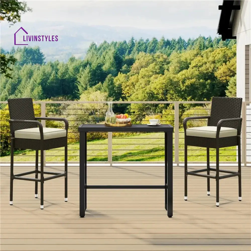 Anneliese Outdoor Rattan Wicker 2-Piece Bar Chairs - Bar Chairs