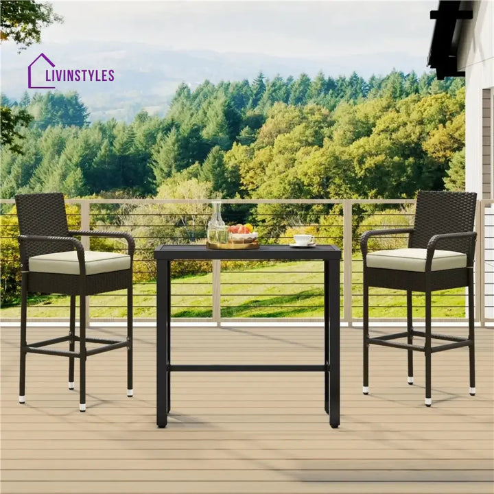 Anneliese Outdoor Rattan Wicker 2-Piece Bar Chairs - Bar Chairs