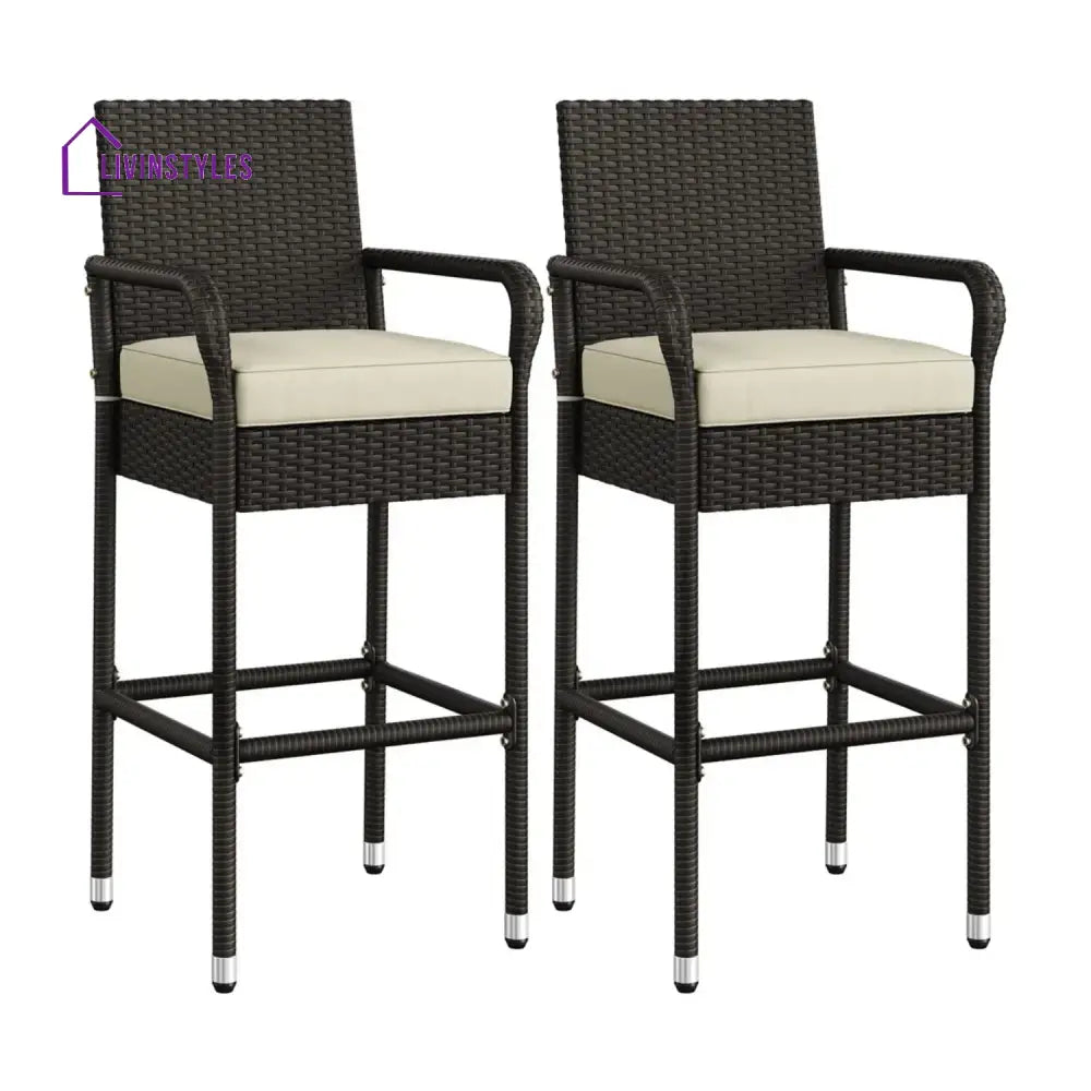 Anneliese Outdoor Rattan Wicker 2-Piece Bar Chairs - Bar Chairs