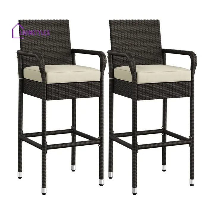 Anneliese Outdoor Rattan Wicker 2-Piece Bar Chairs - Bar Chairs