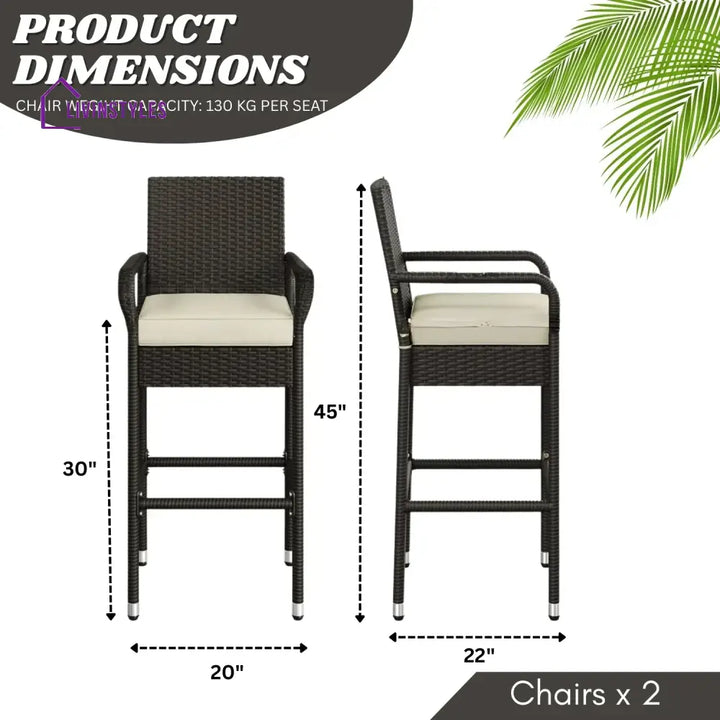 Anneliese Outdoor Rattan Wicker 2-Piece Bar Chairs - Bar Chairs